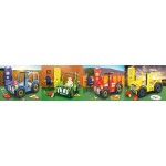 Pat pentru copii Tractor Farmer cu LED-uri din lemn MDF - Pat Albastru in forma de masina cu saltea inclusa